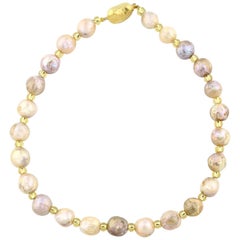 AJD Classic Glistening Multi-Color Natural Wrinkle Pearl Necklace