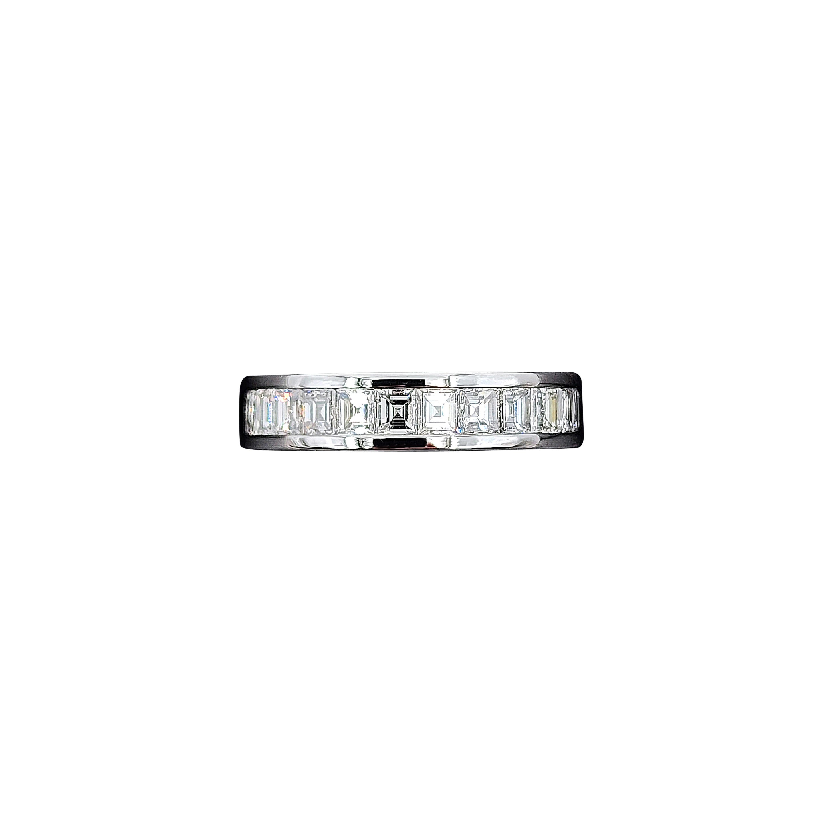 3.31 ct Asscher Cut Diamond Eternity Band For Sale