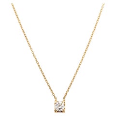 Round diamond solitaire GIA certified pendant necklace 18k yellow gold