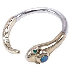 Emerald Opal Snake Ring 14k Gold