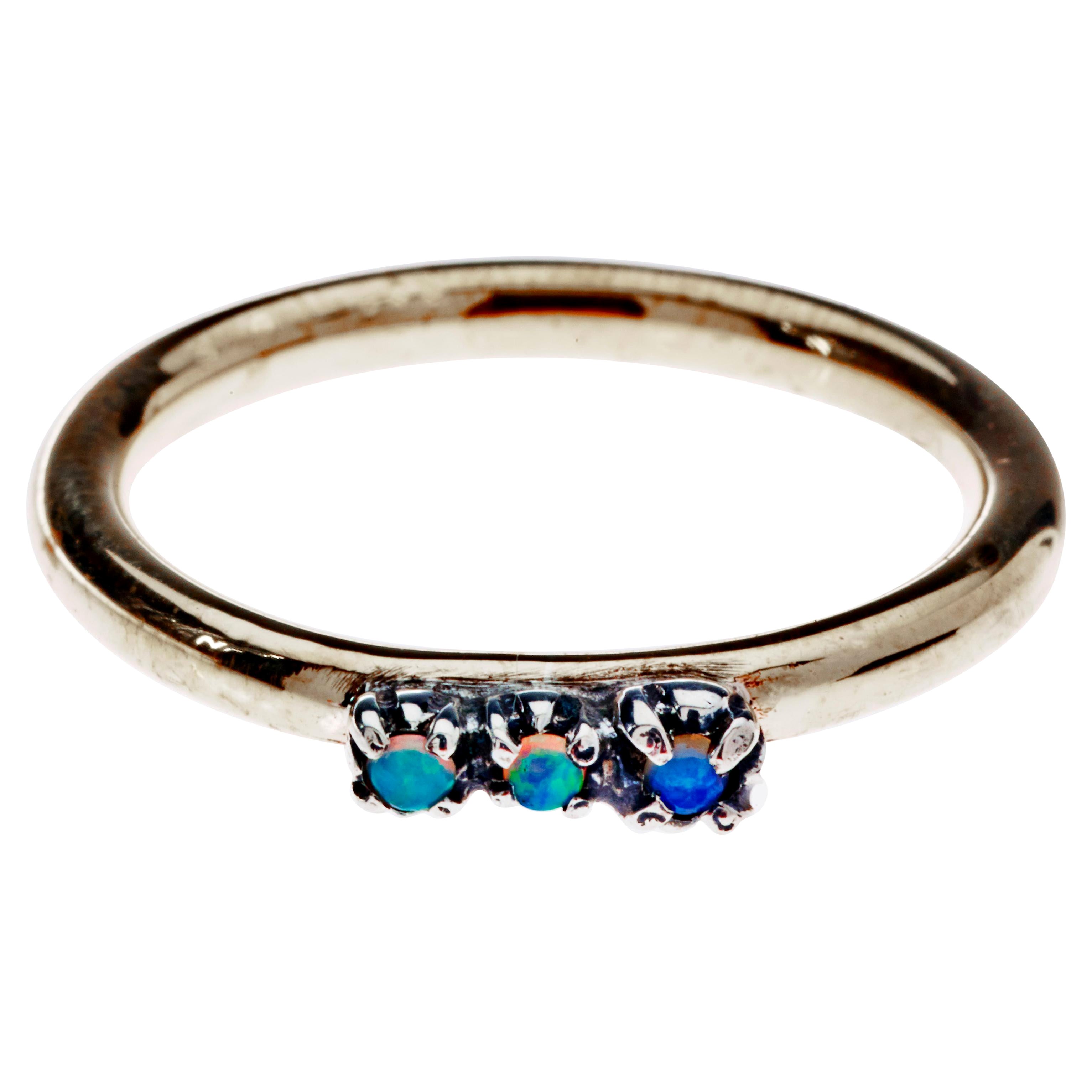 Opal Eternity Stack Ring Gold Band Stackable Bridal J Dauphin