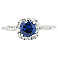 .95ct Saphir & Diamant Halo Ring in Weißgold