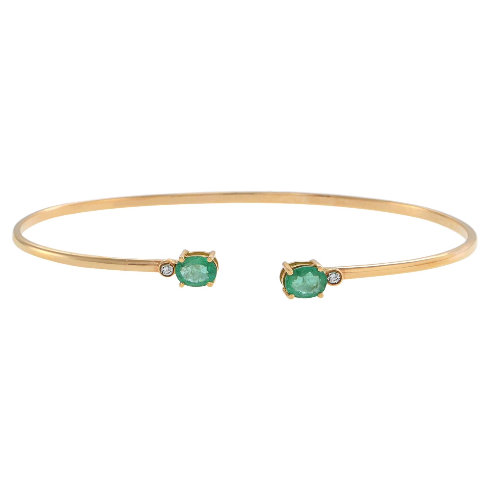 18KT Rose Gold Emerald And Diamond Bangle