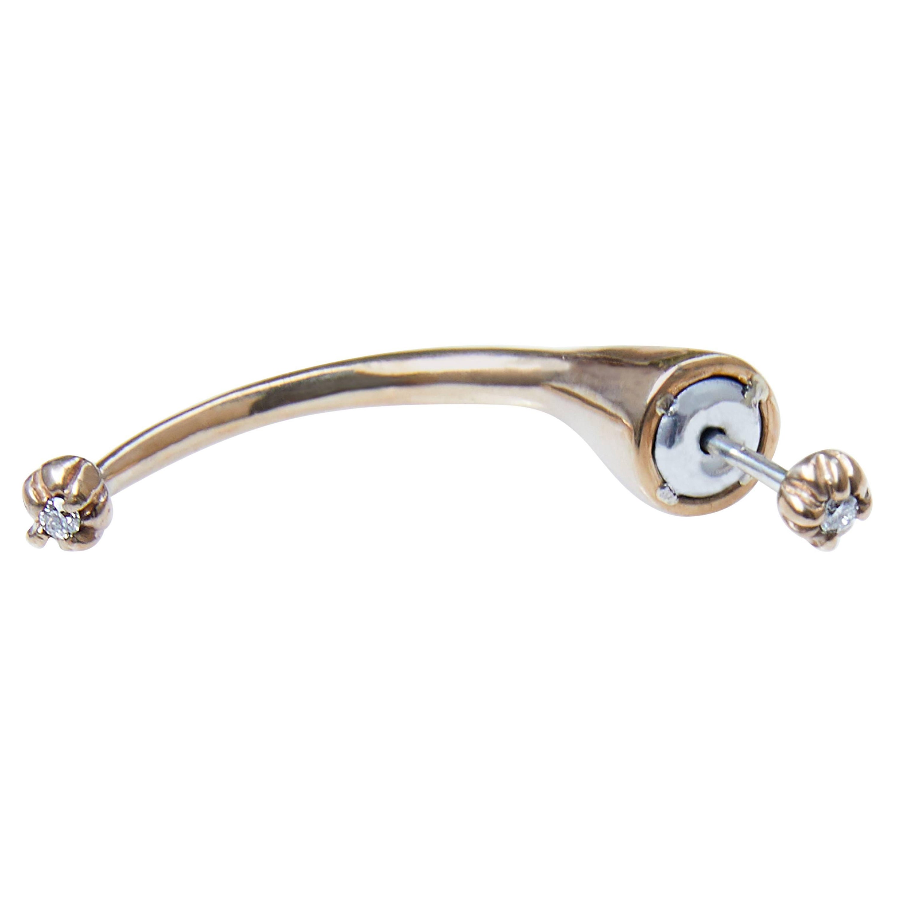 White Diamond Gold Earring Piercing J Dauphin