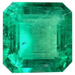 8,81ct Verde incandescente Taglio Asscher Smeraldo Colombiano 12,5x12,5 Autentico Maggio