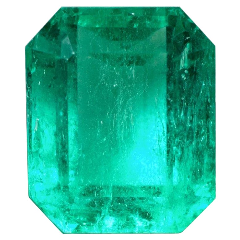 7.22ct Bluish Green Emerald Cut Colombian Gem 13x10 Chivor Mine May Birthstone (Pierre de naissance de mai)