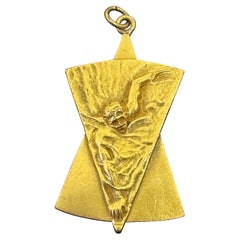 Jugendstil-Halskette mit schwenkbarer Medaille und Anhänger, Olympic, um 1910, Seltener Swimmer