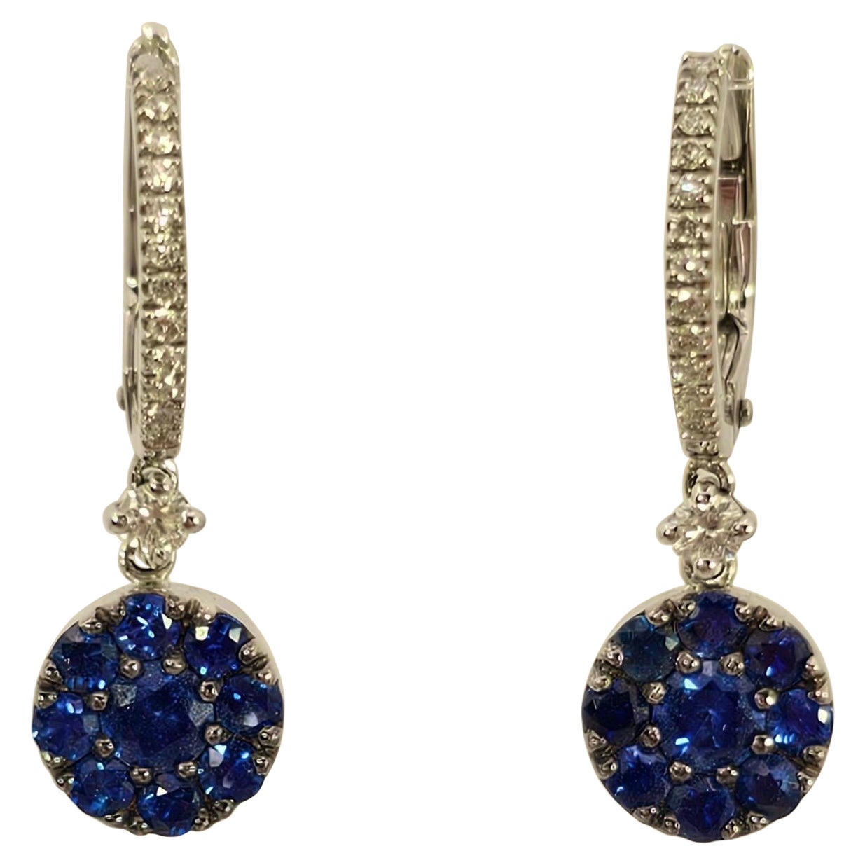 White gold pendant earrings with Blue Sapphires and Diamonds
