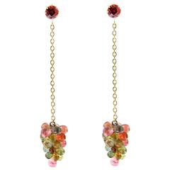 Jona Multicolor Tourmaline Gold Pendant Earrings 8