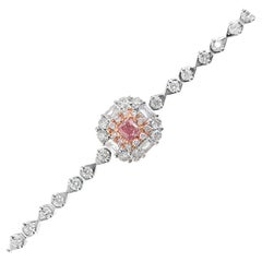 18K Weißgold Cushion-Cut Fancy Pink Diamond Armband mit Diamanten