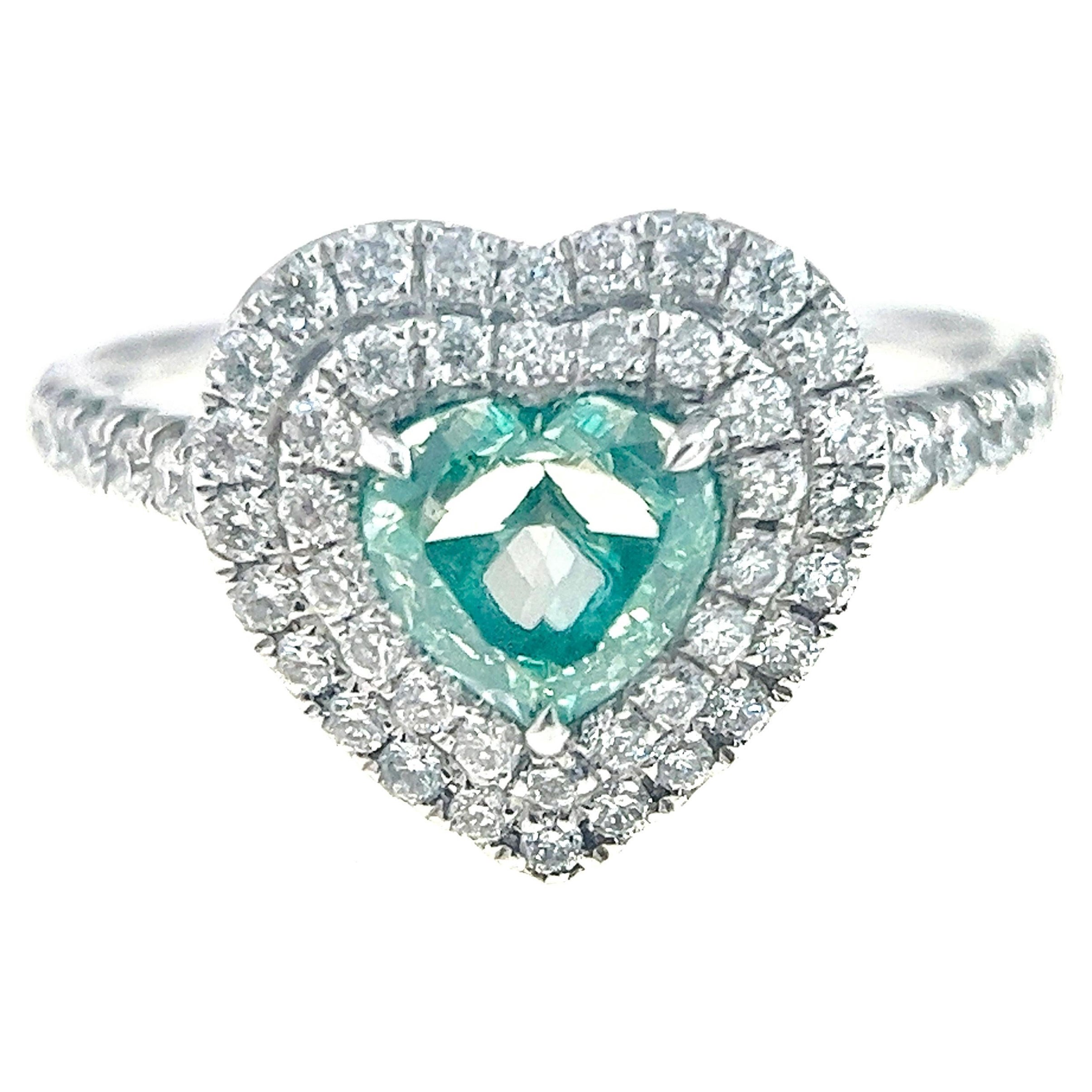 AGL Certified VS Fancy Green Diamond Heart 18K Gold Ring