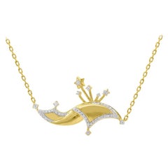 TJD 0.12 Carat Round Diamond 14Karat Yellow Gold Carpet Designer Fashion Pendant