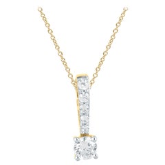 TJD 0.33 Carat Round Diamond 14 Karat Yellow Gold Solitaire Pendant with Diamond