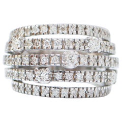 Diamonds, 18 Karat White Gold Band Ring.