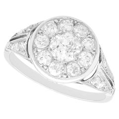 Antique 1.25Ct Diamond and 18k White Gold Cluster Ring Circa 1920