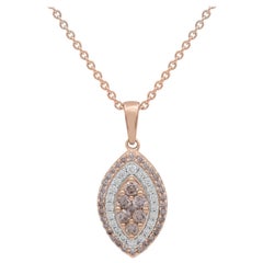 TJD 0.50Ct Nat. Pink Rosé & White Diamond 18KT Rose Gold Marquise Shape Pendant