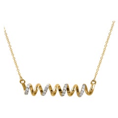 TJD 0.15 Carat Round Diamond 14 Karat Gold Spiral Designer Fashion Necklace