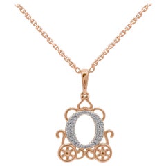 TJD Colgante de carruaje de diamantes Cenicienta encantada de 0,10 quilates y 14 quilates de oro rosa