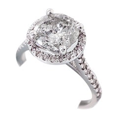 2.41CTW Round Diamond Halo Ring 14k White Gold
