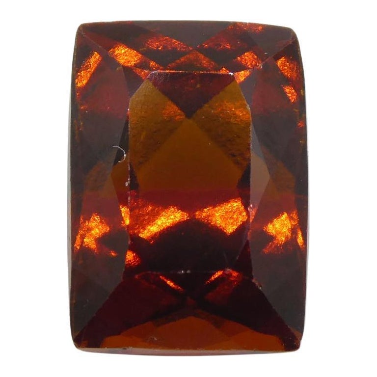 5.61 carati rettangolari a cuscino di granato di assonite arancione rossastro dallo Sri Lanka in vendita