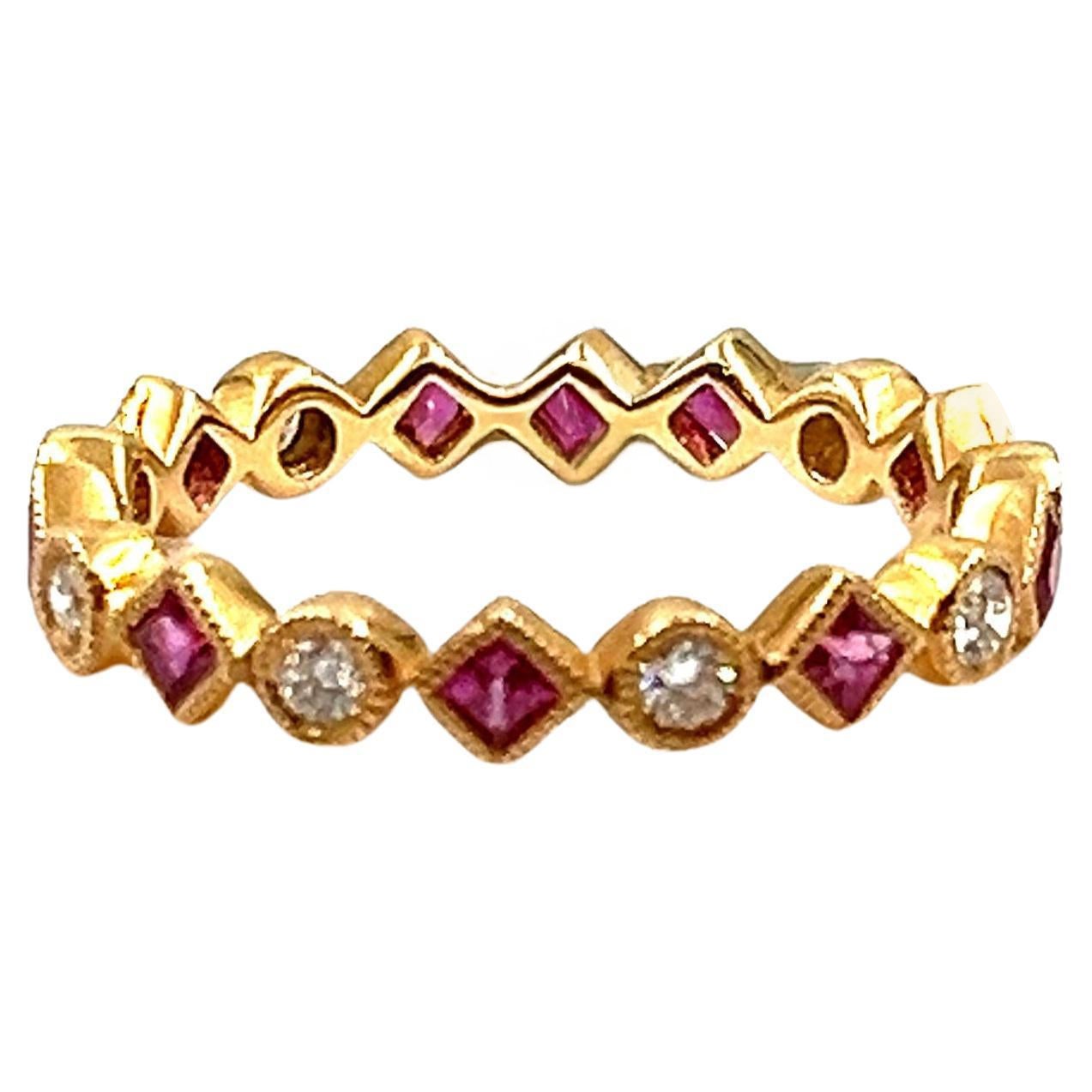 Bague de 0.90 ct de rubis naturel et de diamants en vente