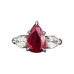 Anillo de Rubí Natural Certificado por GIA de 4,02 ct y Diamante Certificado por GIA