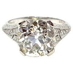 4.90 Carat Old European Cut Diamond in a Diamond and Platinum Ring