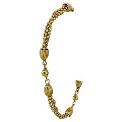 18 Karat Yellow Gold Vintage UnoAErre 5mm Fancy Beaded Link Bracelet Italy