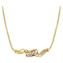 Quarter Karat Diamant-Braut-Halskette mit flacher Fuchskette 14k Gelbgold