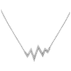 Diamond Heartbeat Necklace 14k White Gold