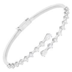 Pulsera brazalete de diamantes de 1,80 quilates, claridad SI y color HI, oro blanco de 18 quilates