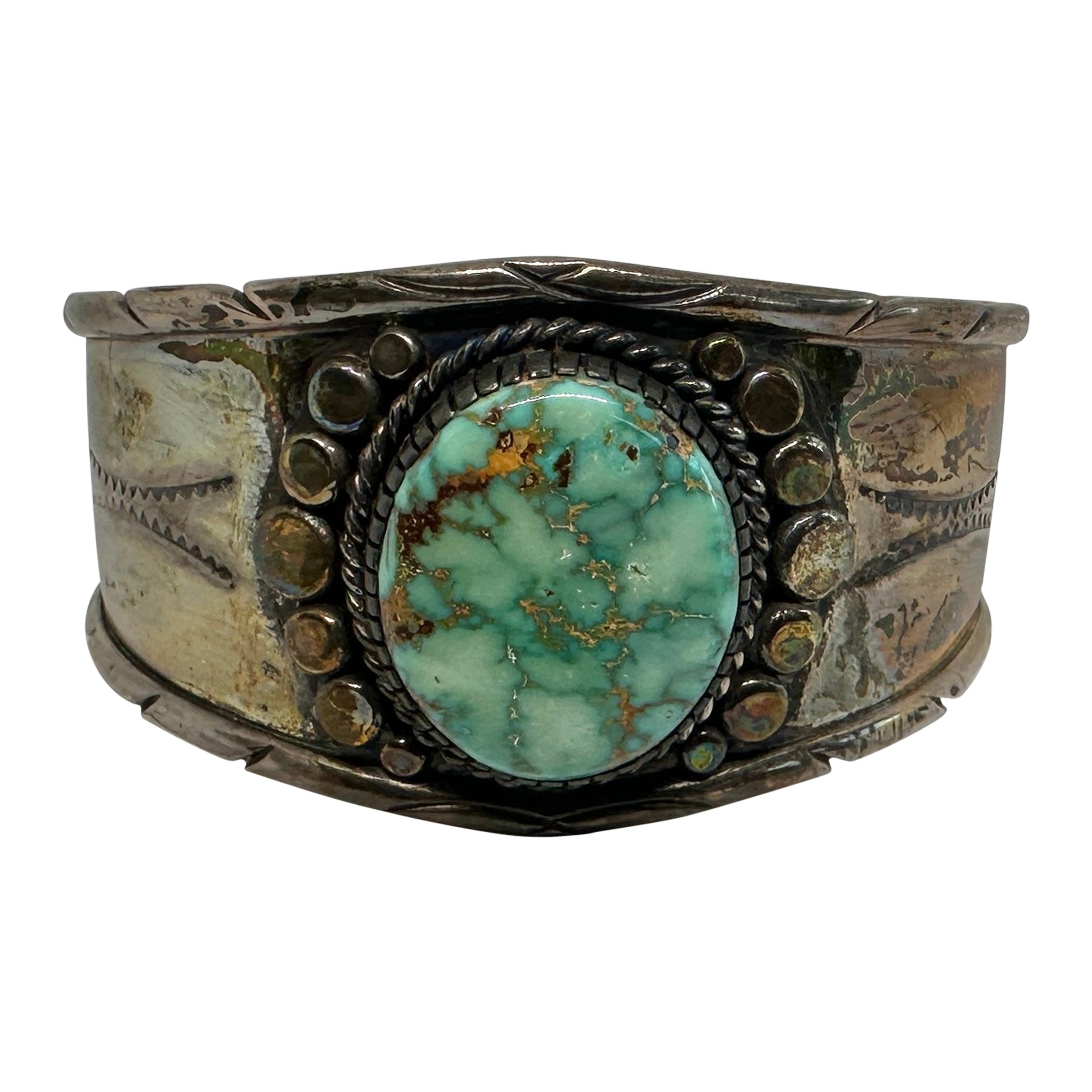 Kathy Abeita Isleta PULSERA DE TURQUESA PLATA DE LEY Nativo Americano