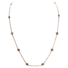 Collana con 10 stazioni di diamanti da 1,50 carati in oro rosa 14K da 18".