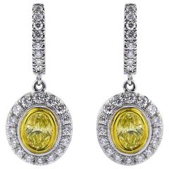 T. Foster & Co. Fancy Intense Yellow and White Diamond Earrings