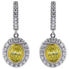 T. Foster & Co. Fancy Intense Yellow and White Diamond Earrings