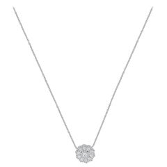 14 Karat White Gold Diamond Cluster Necklace