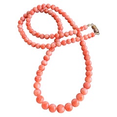 Vintage Angel Skin Coral Beaded Necklace Strand