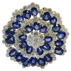 Captivating Ceylon Sapphire Diamond Gold Brooch 8
