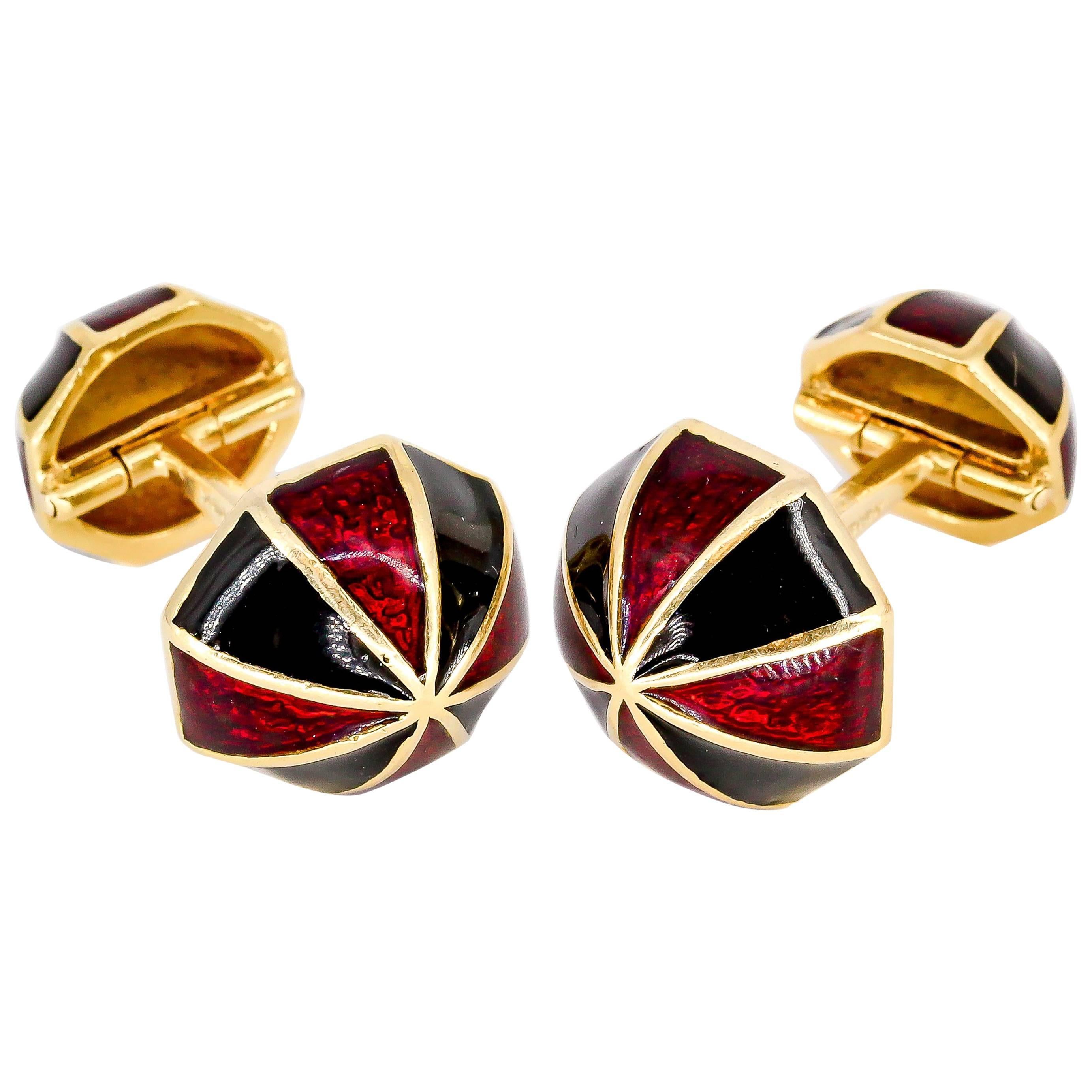 David Webb Enamel and Gold Cufflinks