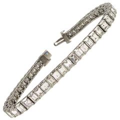 15 Carat Square Emerald Cut Diamond  Line Tennis Bracelet