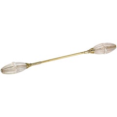 Art Deco Rock Crystal and Platinum Gold Jabot Pin 10