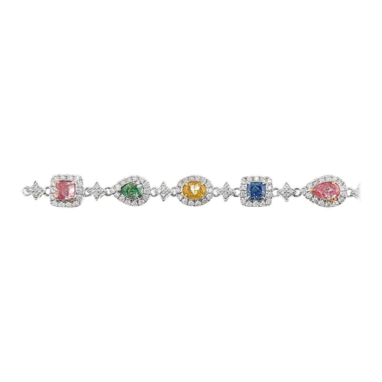 18K White Gold Fancy Diamond Classic Star Bracelet

5 Fancy Diamonds - 0.90 CT
Diamonds - 0.32  CT
18K White Gold - 5.09 GM

Professional Fancy Diamond Jewelry Manufacturer from Hong Kong.

Crafted with the utmost care and precision, this exquisite