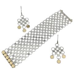 John Hardy Sterling Gold Wide Dots Bracelet and Earrings