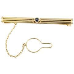 Retro Cartier Pasha Sapphire Gold Tie Clip