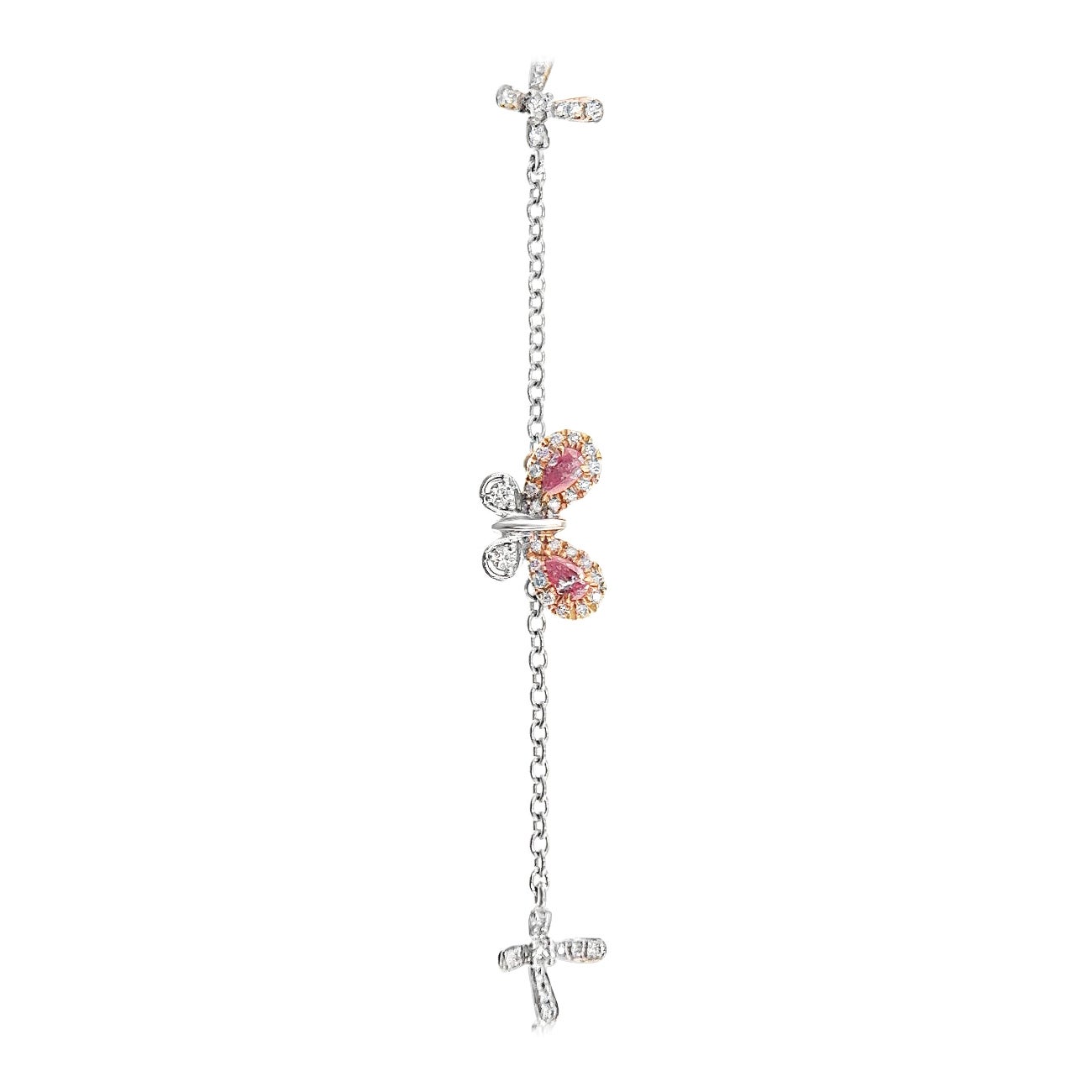 18K Weißgold Fancy Pink Diamond Schmetterlingsarmband mit Diamanten