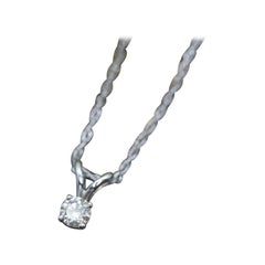 14k Diamond Solitaire Pendant. 14k White gold wheat necklace