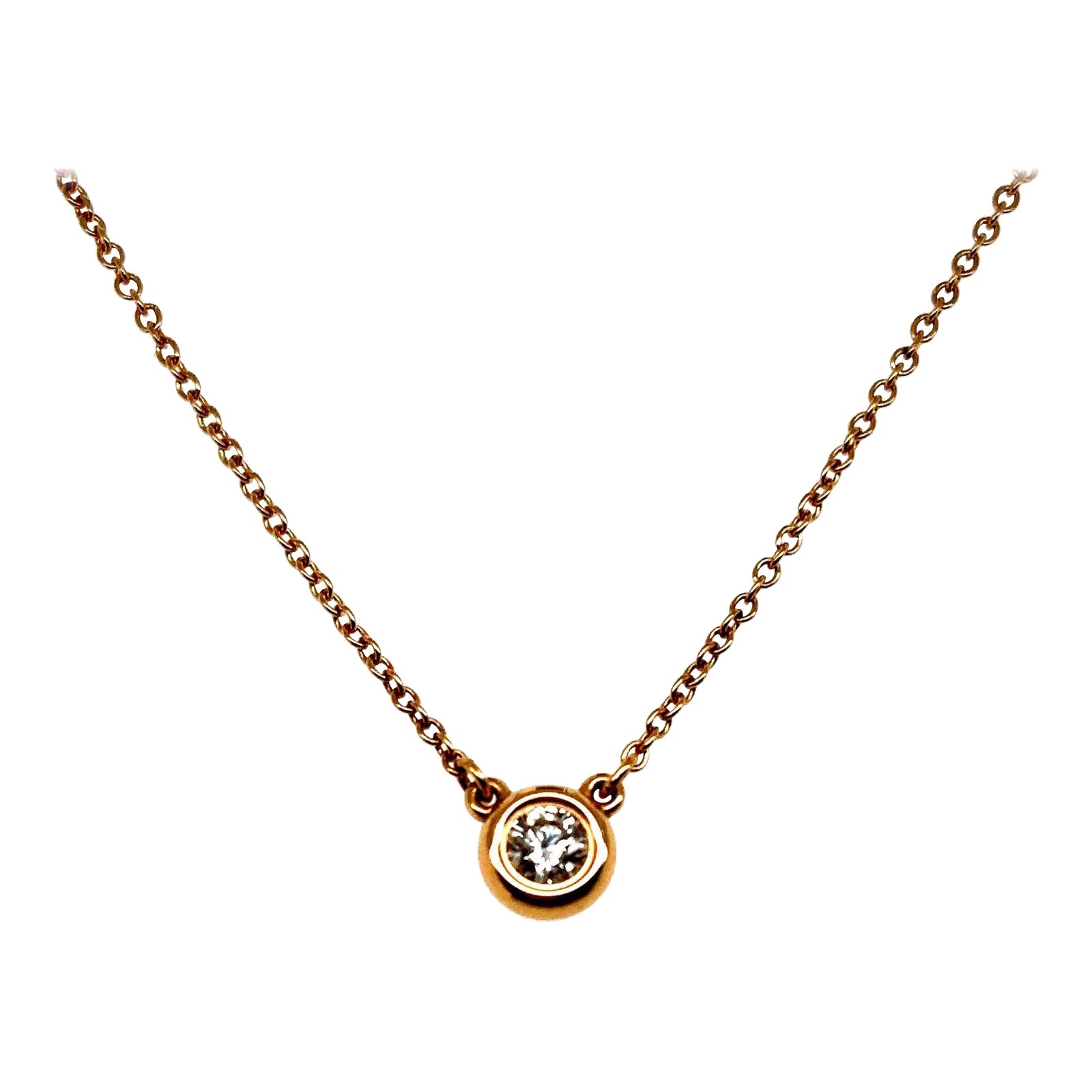 Tiffany Elsa Peretti Diamonds by the Yard Pendant & Chain 18 Karat Rose Gold