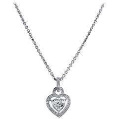 Heart Shaped Diamond GIA Gold Pendant Necklace For Sale at 1stdibs