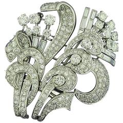 Diamond Platinum Double Clip Brooch Diamond Platinum Double Clip Brooch