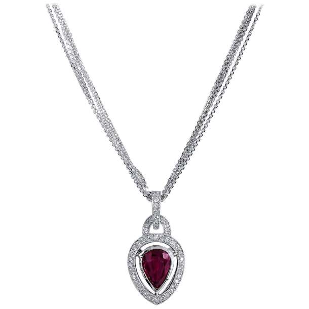 GIA Certified 2.00 Carat Pear Shaped Bezel Set Burmese Ruby Diamond ...